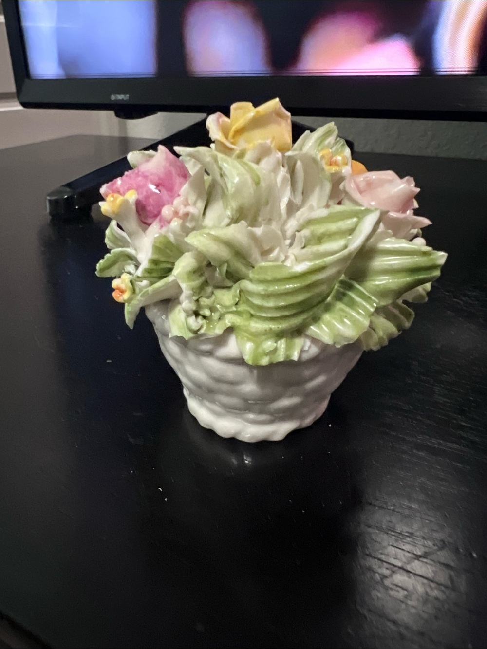 Vintage Capodimonte Porcelain Floral Basket figurine